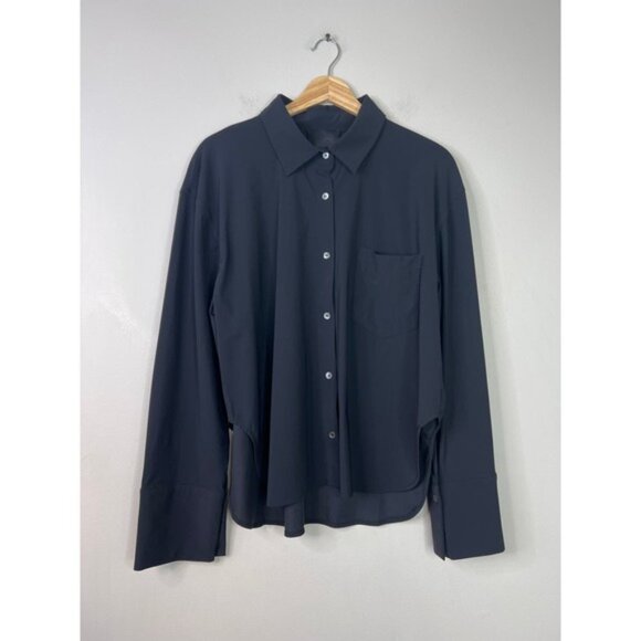 Ona Lightweight Long Sleeve Button Down Oversized Shirt Women's Black Small - Picture 2 of 7